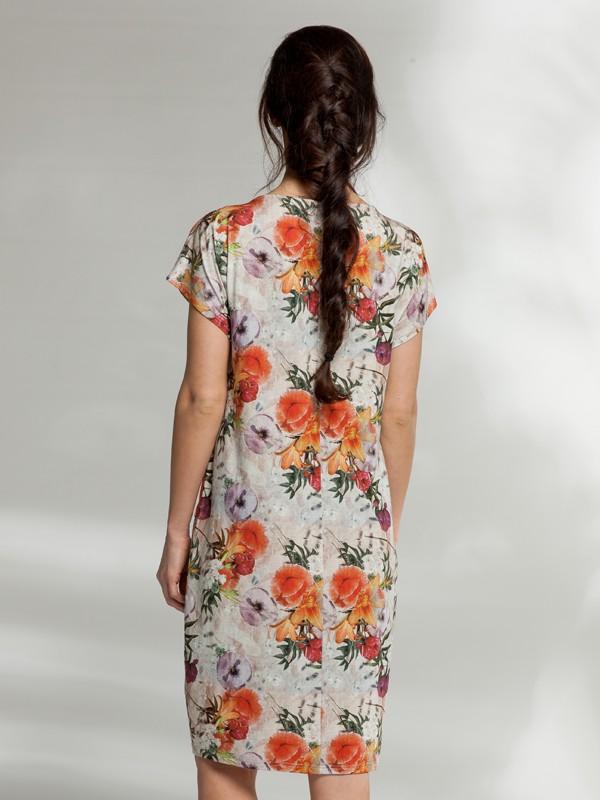 Lega viskozinė suknelė "Audrey Peach Flower Print"
