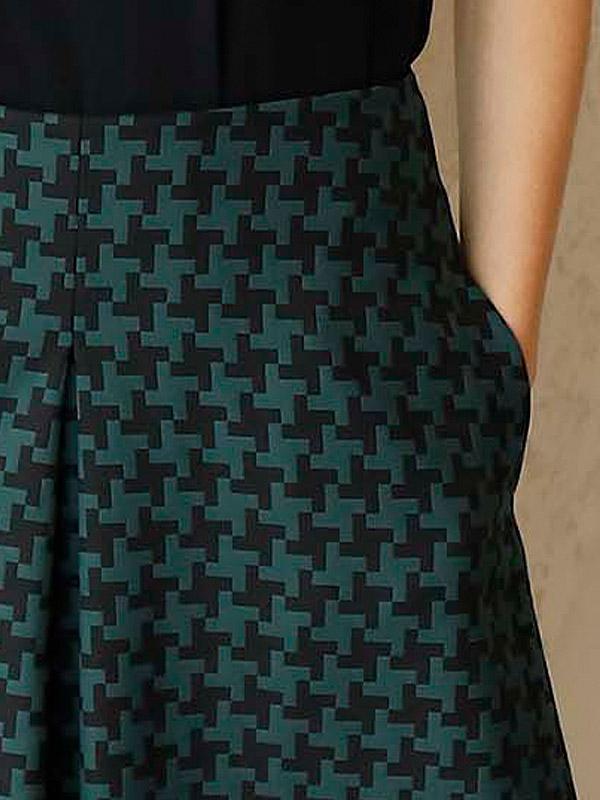 Atella raštuotas sijonas su kišenėmis "Orli Green - Black"