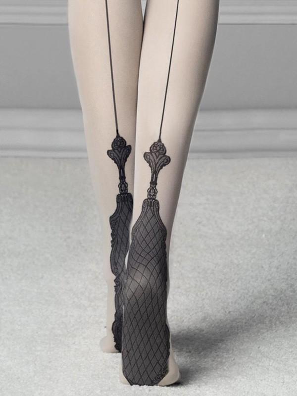 Fiore matinės prisegamos kojinės su siūle "Vanity 40 Den Linen - Black"