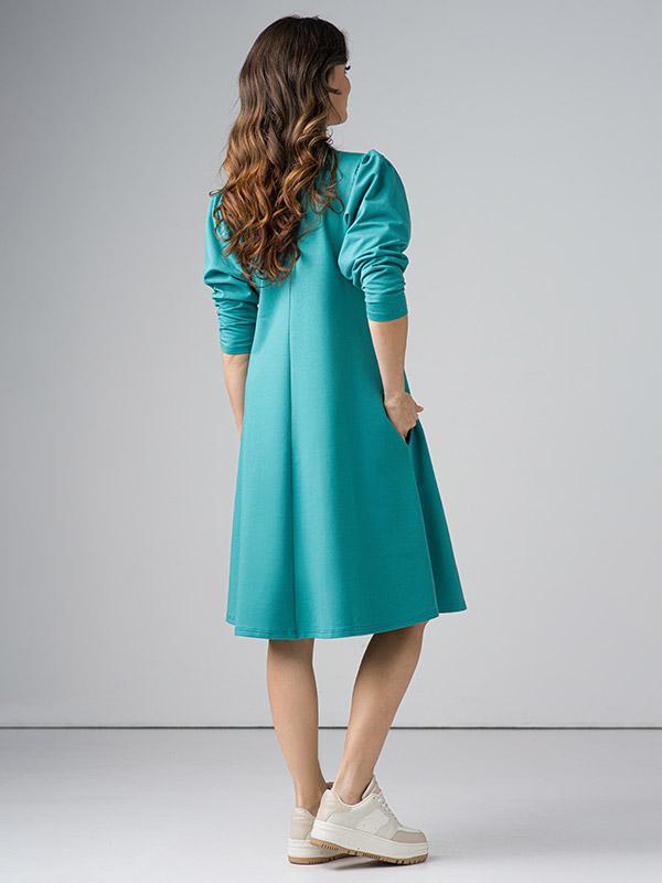 Lega Cotton Flared Dress Leontina Turquoise