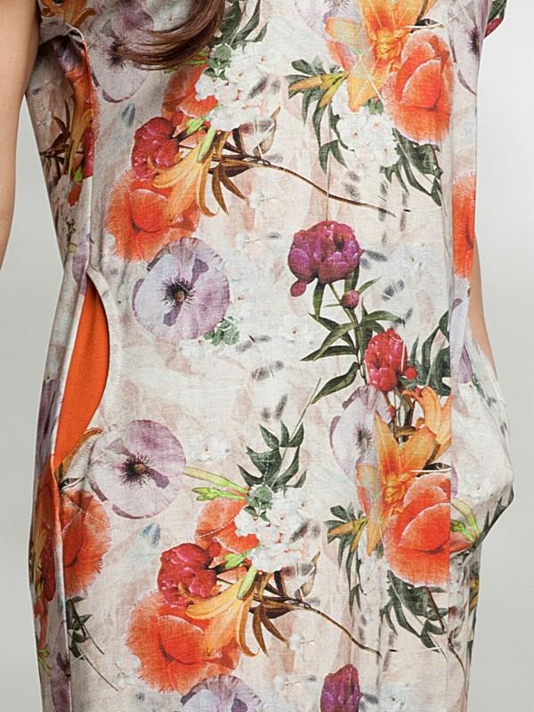 Lega viskozinė suknelė "Audrey Peach Flower Print"