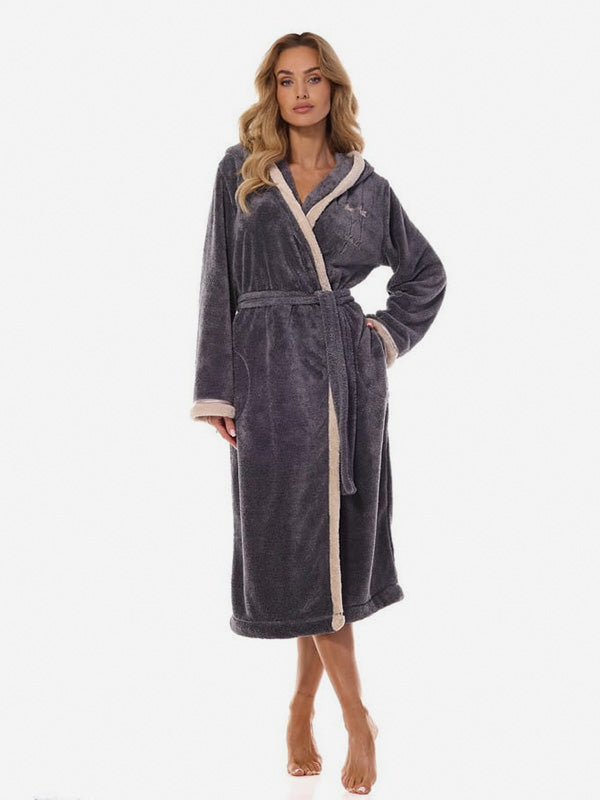 L&L ilgas chalatas su gobtuvu "Tess Long Graphite"