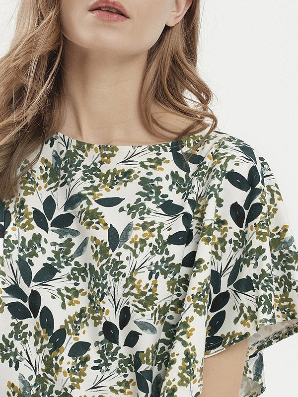 Utenos asimetrinė suknelė "Miyuki Green Floral Print"