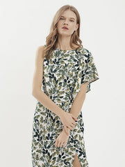 Utenos asimetrinė suknelė "Miyuki Green Floral Print"