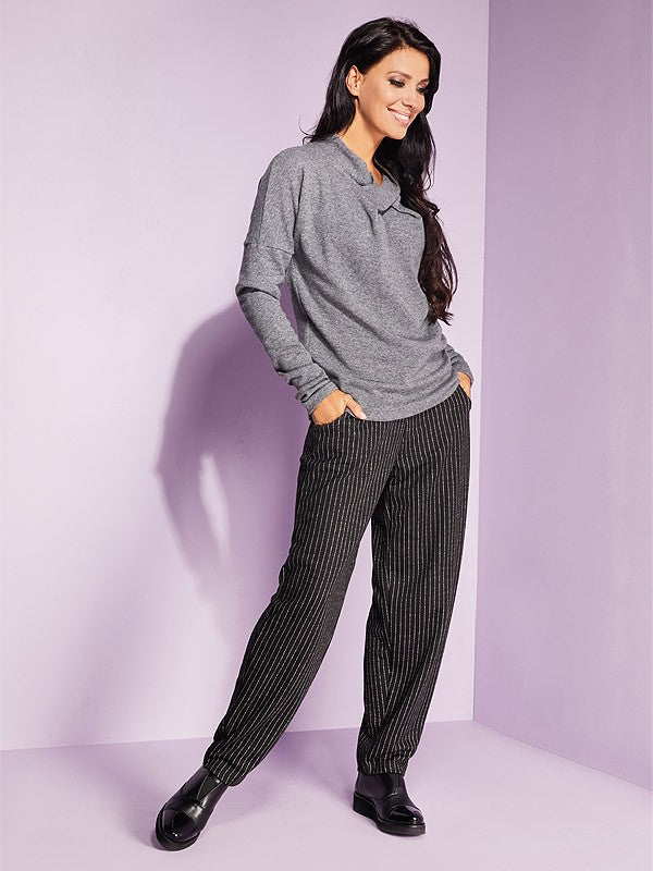 Lega kelnės "Deschanel Black - White Stripes"