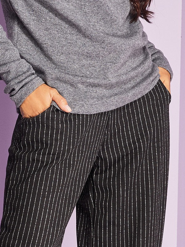 Lega kelnės "Deschanel Black - White Stripes"