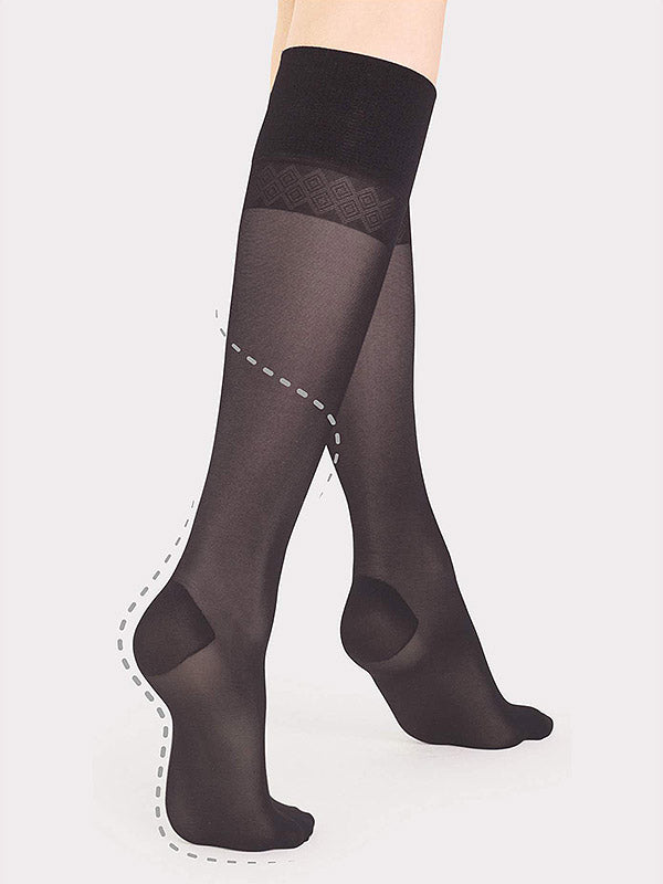 Fiore paskirstytos kompresijos puskojinės "Travel Firm 40 Den Black"