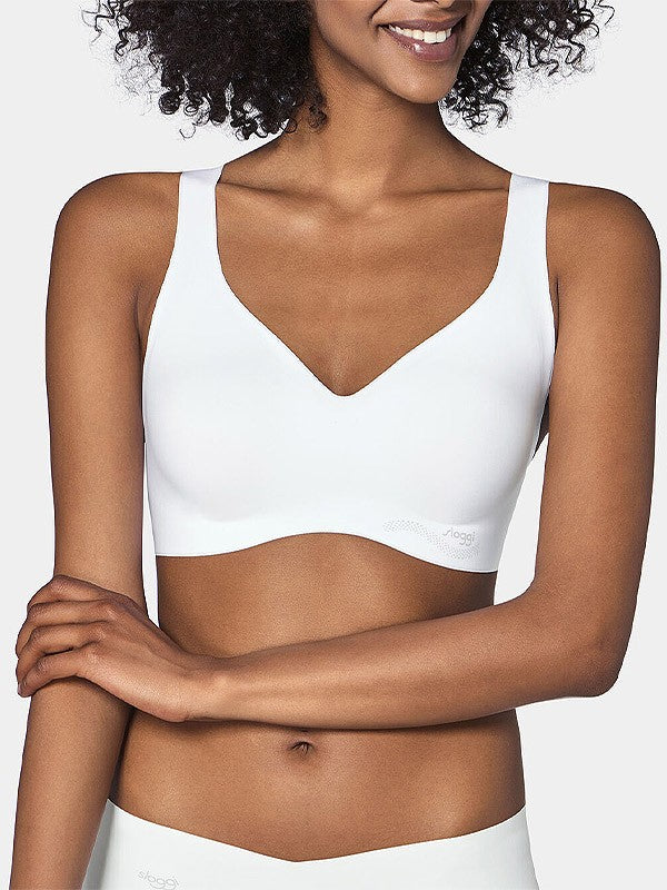Sloggi lazeriu kirpta minkšta push up bevielė liemenėlė "Zero Feel Bralette White"