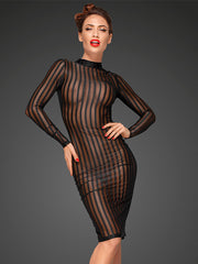 Noir Handmade elastinga dryžuota perregima tiulio suknelė "Coco Black"