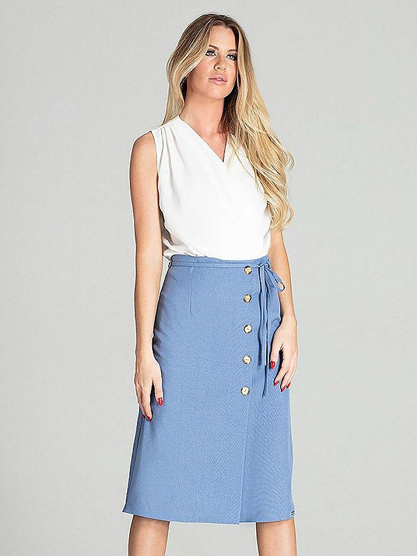 Figl Midi Skirt with Buttons Agna Blue