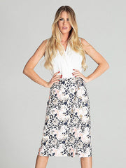 Figl midi sijonas dekoruotas sagutėmis "Agna Beige - Multicolor Leopard Print"