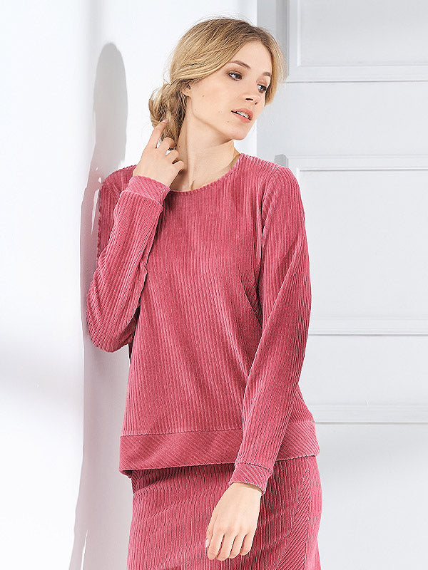 Lega medvilninė velvetinė palaidinė "Marta Pink"