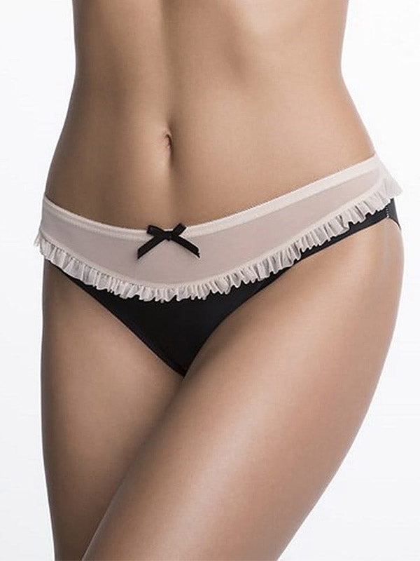 Julimex kelnaitės su raukinukais "Madam Black - Nude"