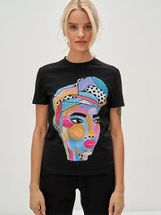 Utenos by Garbanota medvilnės marškinėliai "Nina 2 Black - Multicolor"