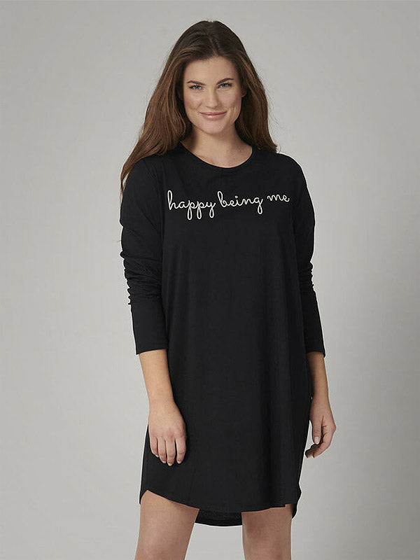 Triumph organinės medvilnės naktiniai "Lounge Me NDK 02 LSL X Black"