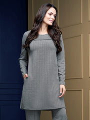 Lega suknelė su užtrauktuko papuošimu "Molly Black - White Chevron Tweed"