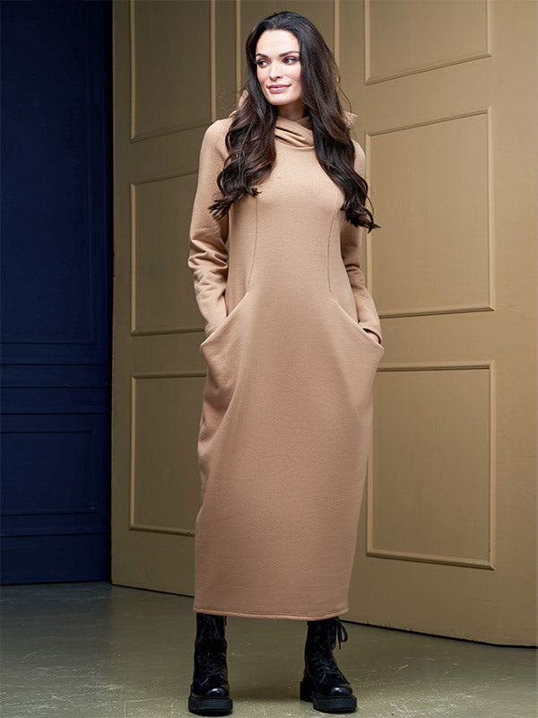 Lega ilga medvilninė suknelė su gobtuvu