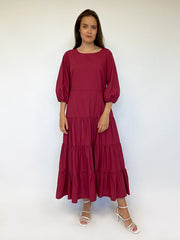 Il Vento E La Seta medvilninė suknelė su dirželiu "Milita Raspberry"