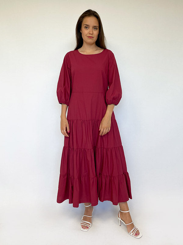 Il Vento E La Seta medvilninė suknelė su dirželiu "Milita Raspberry"