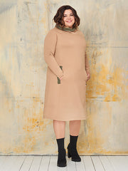 Lega šilta medvilninė suknelė su gobtuvu "Kimberly Beige - Khaki"