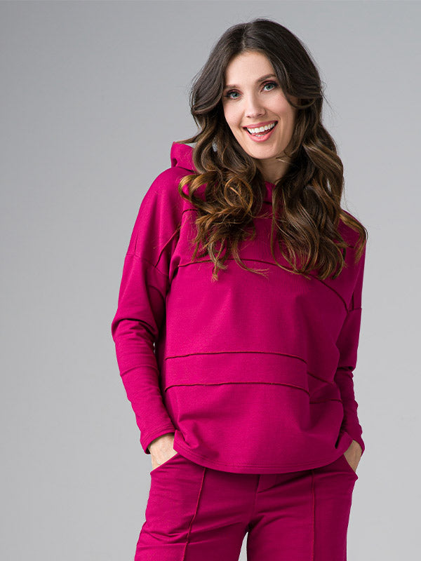 Lega medvilninis laisvalaikio džemperis su gobtuvu "Juna Fuchsia"