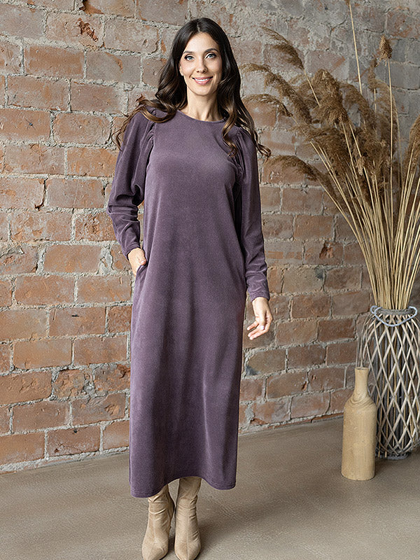 Lega ilga veliūrinė suknelė "Malena Dusty Violet"