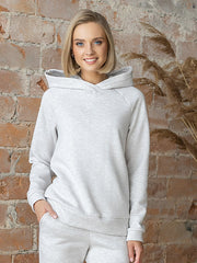 Lega medvilninis džemperis su gobtuvu "Risha Beige Melange"