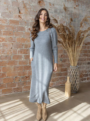 Lega ilga megzta suknelė "Noya Grey"