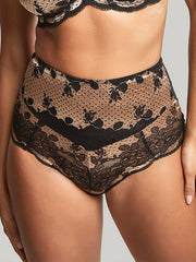 Panache aukšto juosmens kelnaitės su nėriniais "Clara Black - Gold"