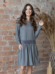 Lega suknelė su dirbtiniu kailiuku "Jamila Grey"