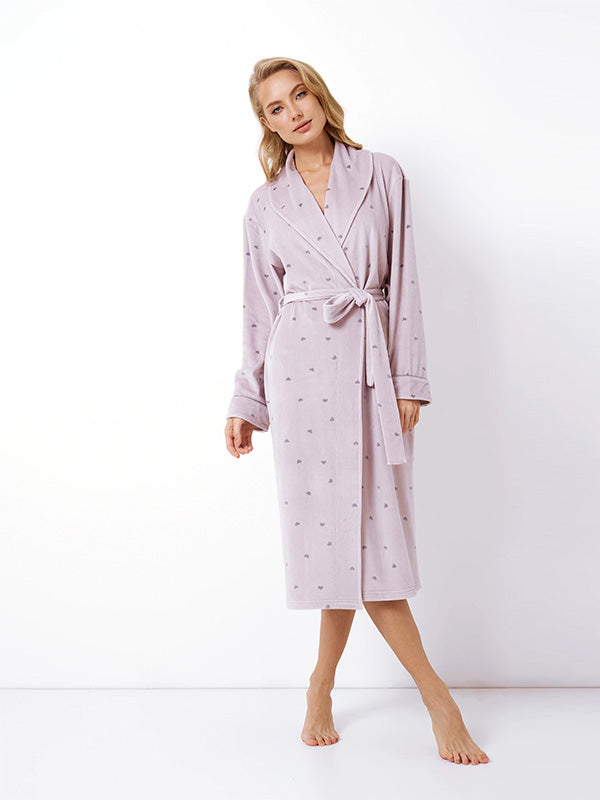 Aruelle ilgas veliūrinis chalatas "Izzie Lilac Velour"