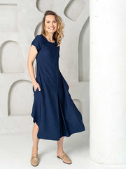 Lega viskozinė midi suknelė "Taylor Dark Blue"