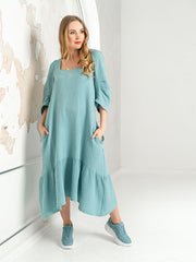Lega midi muslino suknelė "Reet Mint Blue"
