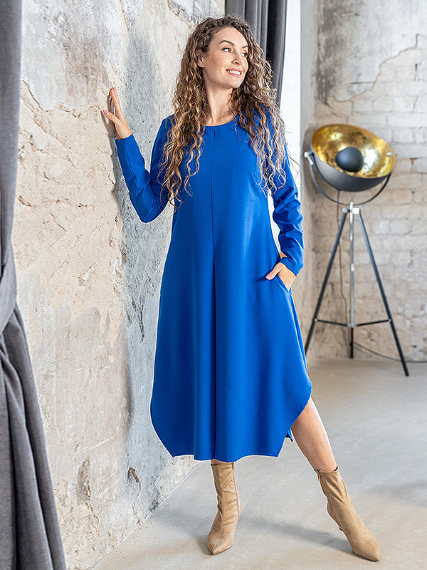 Lega laisvo kirpimo midi suknelė "Adriana Royal Blue"