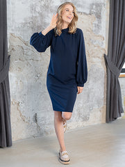 Lega puošni suknelė plačiomis rankovėmis "Silvana Navy"