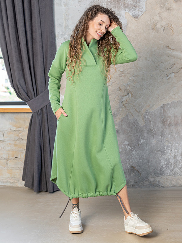 Lega medvilninė midi suknelė su pūkeliu iš vidaus