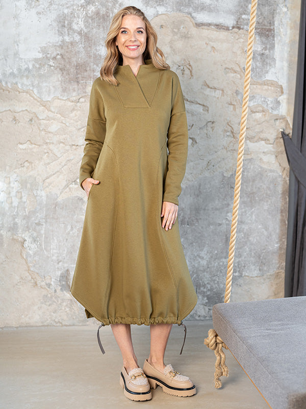 Lega medvilninė midi suknelė su pūkeliu iš vidaus