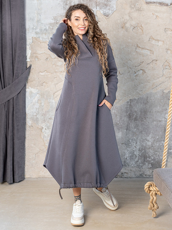 Lega medvilninė midi suknelė su pūkeliu iš vidaus