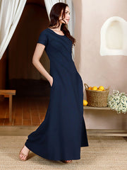Lega tampraus lino maxi suknelė "Wanessa Navy"