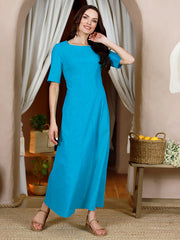 Lega tampraus lino maxi A silueto suknelė "Inessa Turquoise"