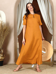 Lega lininė maxi suknelė "Merita Yellow"