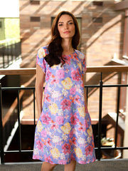 Lega viskozinė suknelė "Ione Violet - Rose Flower Print"