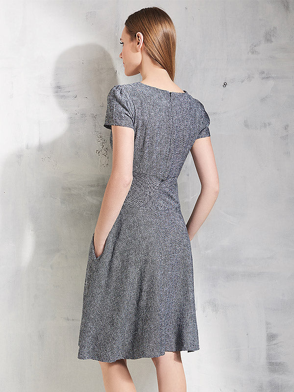 Lega viskozės ir lino suknelė "Torry Melange Black"