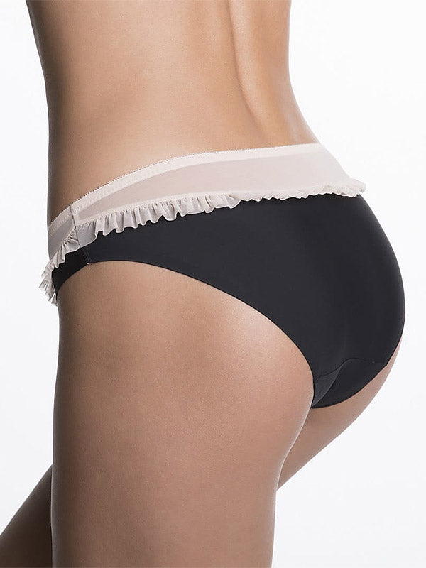 Julimex kelnaitės su raukinukais "Madam Black - Nude"