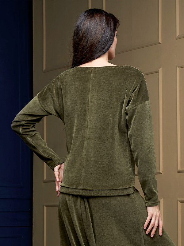 Lega medvilninė laisvalaikio palaidinė "Milina Olive Velour"