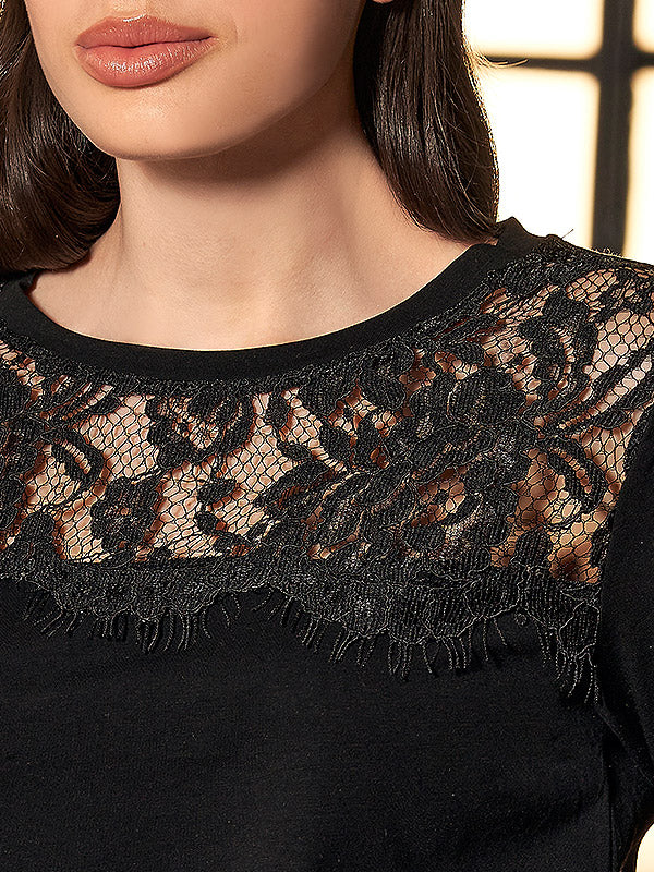 Bisbigli medvilninė palaidinė su nėriniais "Aurora Black"