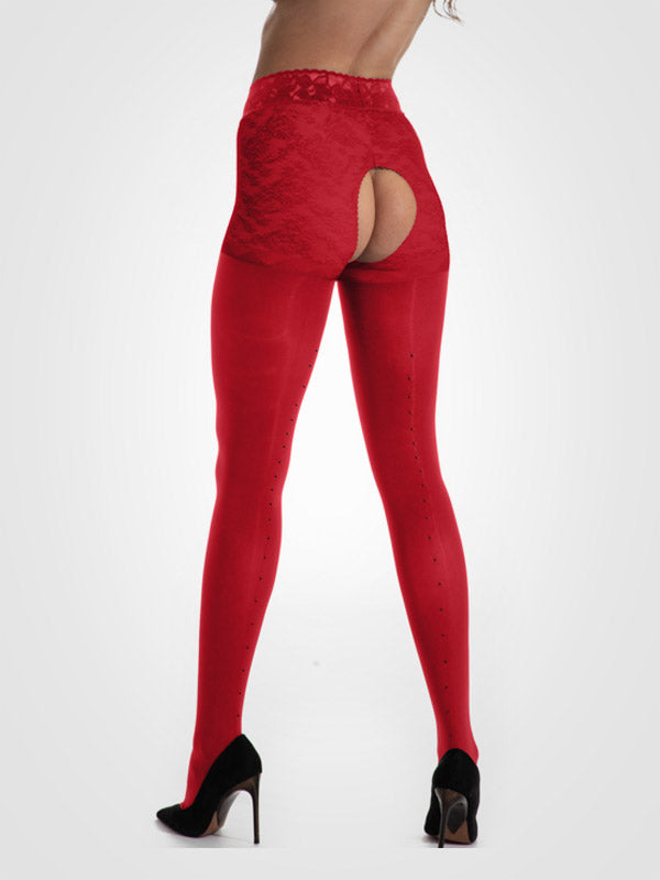 Amour pėdkelnės atviru tarpkoju "Black Diamond 30-80 Den Red"