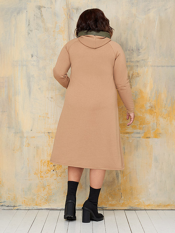 Lega šilta medvilninė suknelė su gobtuvu "Kimberly Beige - Khaki"