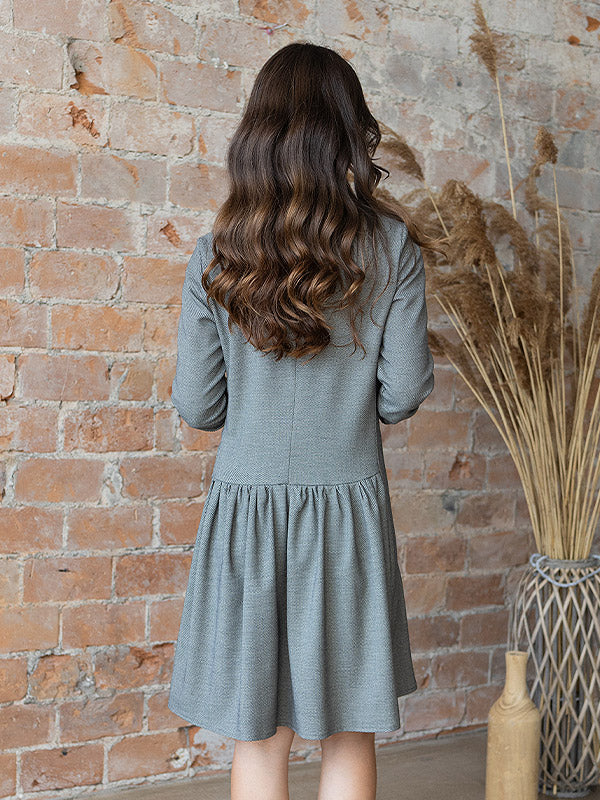 Lega suknelė su dirbtiniu kailiuku "Jamila Grey"