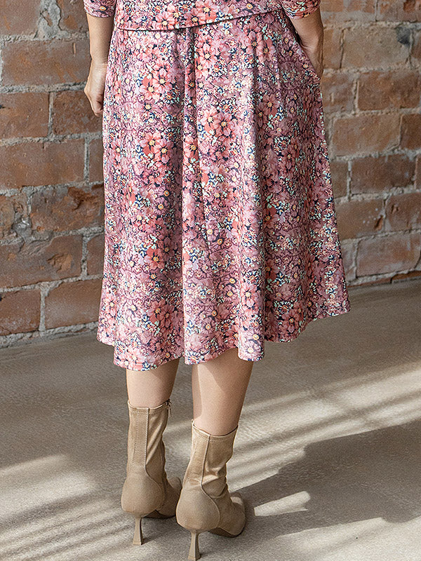 Lega veliūrinis midi sijonas "Sanura Rose Flower Print Velour"